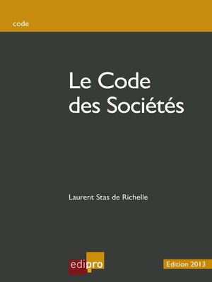 cover image of Le code des sociétés